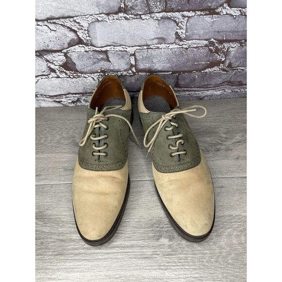 Vibram Gumlite Beige Green Leather Oxfords Brogue Shoes Men Sz 8.5M US/42EU - Picture 3 of 16